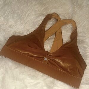 Gold Velvet Halter Sport Bra